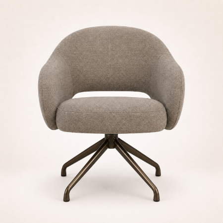 Picture of Swivel Dining Chair Porto Woven fabric and brown base