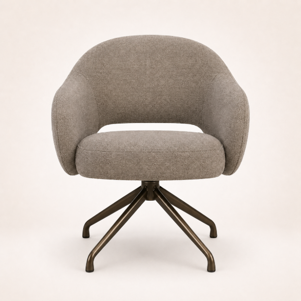 Picture of Swivel Dining Chair Porto Woven fabric and brown base