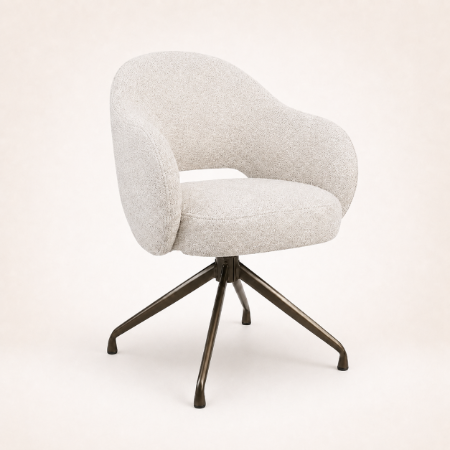 Picture of Swivel Dining Chair Porto Woven fabric and brown base