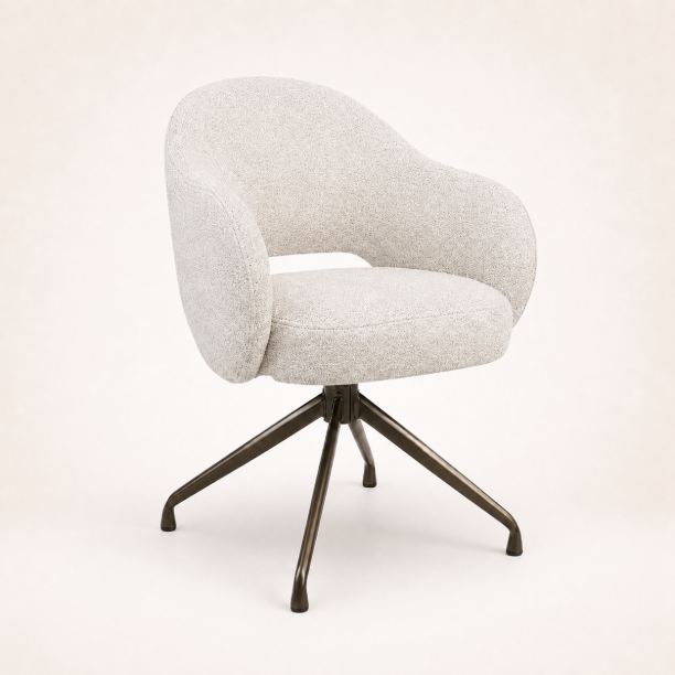 Picture of Swivel Dining Chair Porto Woven fabric and brown base