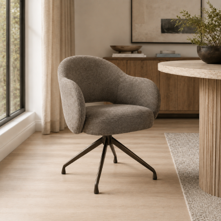 Picture of Swivel Dining Chair Porto Woven fabric and brown base