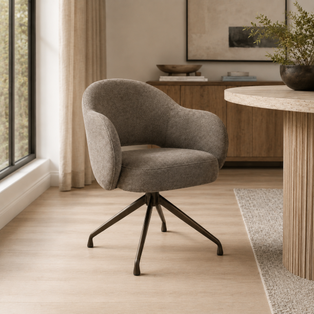 Picture of Swivel Dining Chair Porto Woven fabric and brown base