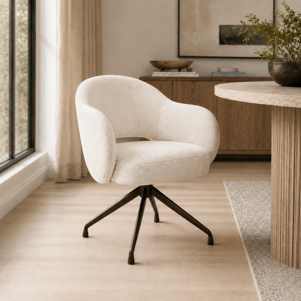 Picture of Swivel Dining Chair Porto Woven fabric and brown base