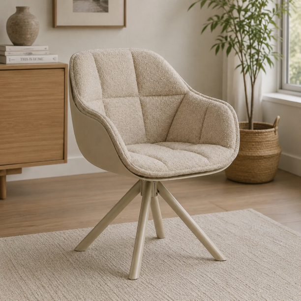 Picture of Swivel Dining Chair Tywan Bouclé, color Beige