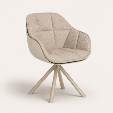 Picture of Swivel Dining Chair Tywan Bouclé, color Beige