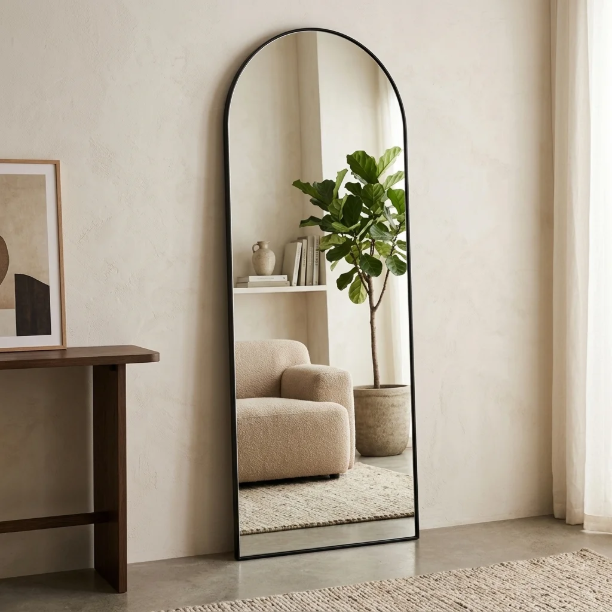 Picture of Curved Mirror Cheryll 193 x 66cm, color Black
