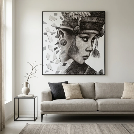 Picture of Wandpaneel Balinese girl Ketut 100 x 100cm