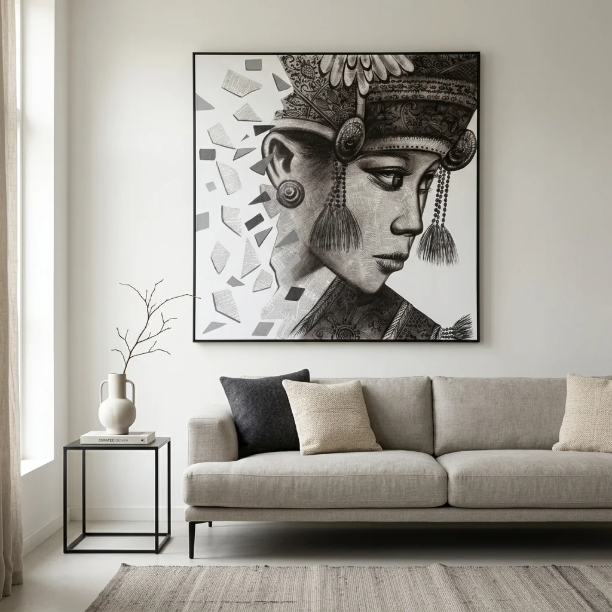 Picture of Wandpaneel Balinese girl Ketut 100 x 100cm