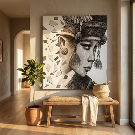 Picture of Wandpaneel Balinese girl Ketut 100 x 100cm