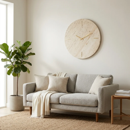 Picture of Jenay Marble Clock, Cream color