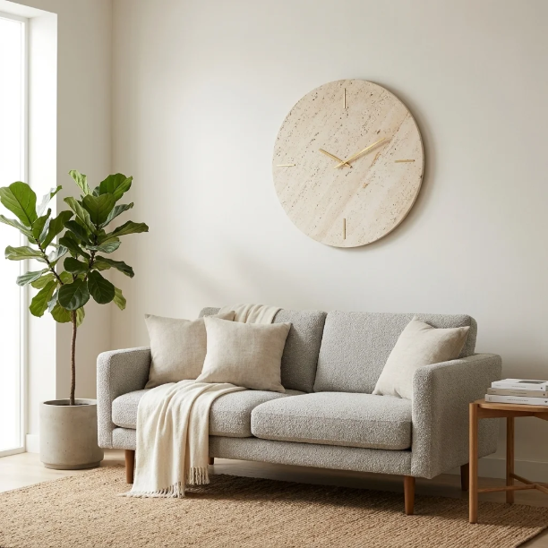 Picture of Jenay Marble Clock, Cream color