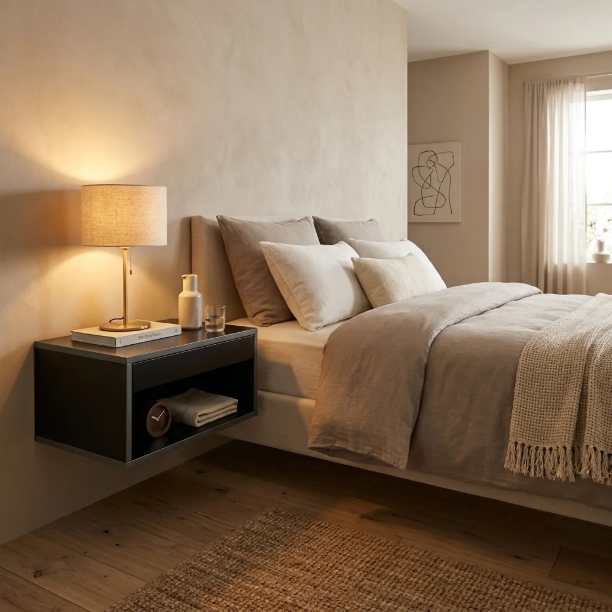 Picture of Floating Nightstand Daeg With drawer & compartment