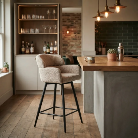 Picture of Swivel Bar Stool Shalandra Bouclé