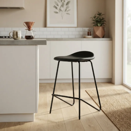 Picture of Meggan Leather-look Bar Stool, color Black