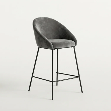 Picture of Amon Velvet Bar Stool, color Dark Grey