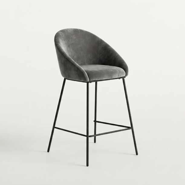 Picture of Amon Velvet Bar Stool, color Dark Grey