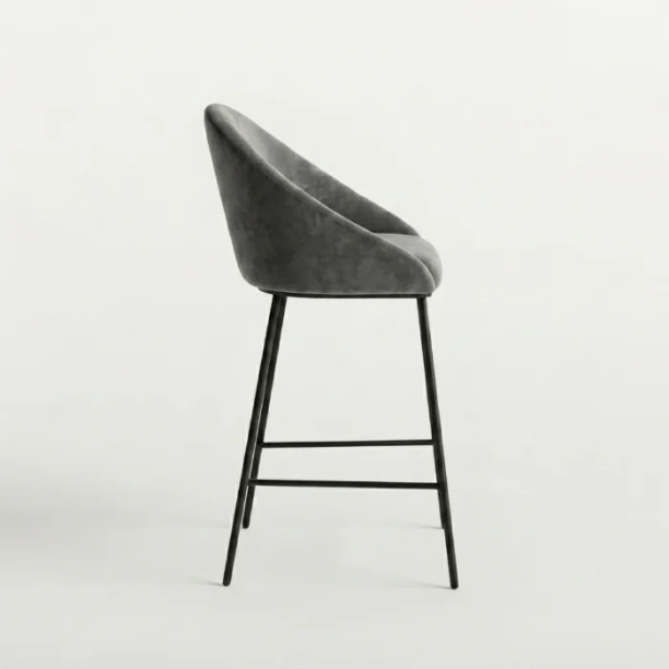 Picture of Amon Velvet Bar Stool, color Dark Grey