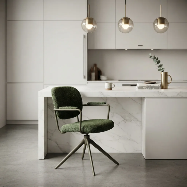 Picture of Swivel Dining Chair Basel Bouclé
