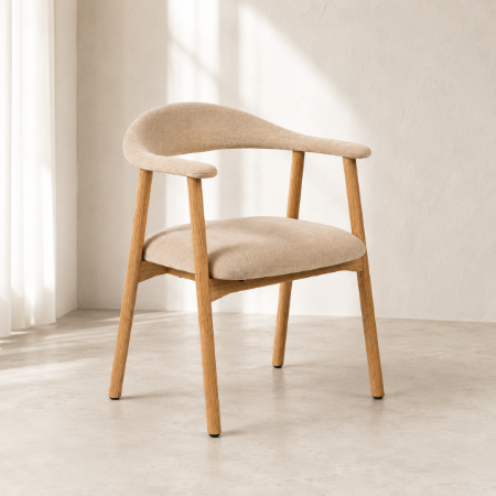 Picture of Gerado Dining Chair Oak and chenille, color Beige