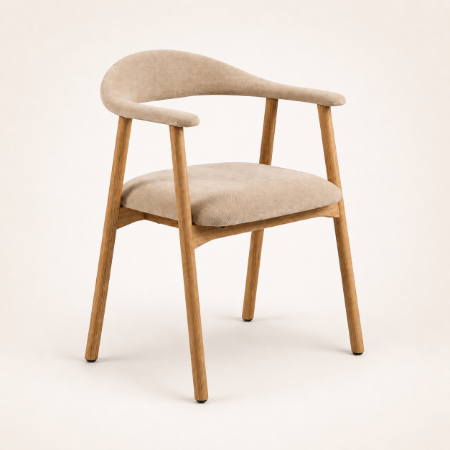 Picture of Gerado Dining Chair Oak and chenille, color Beige