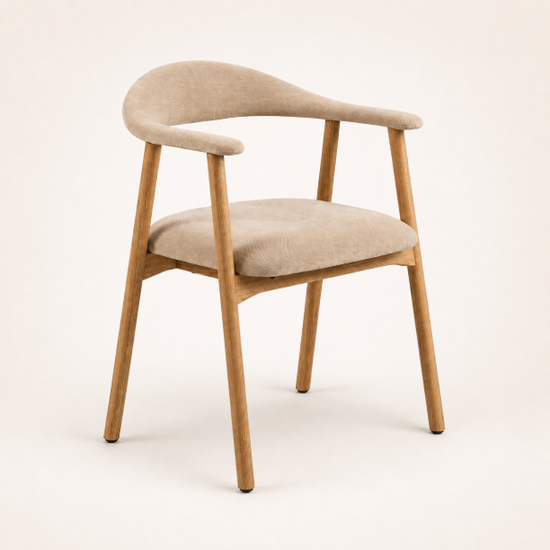 Picture of Gerado Dining Chair Oak and chenille, color Beige