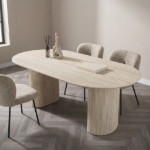 Picture of Oval Laycie Ceramic Dining Table in Travertine look