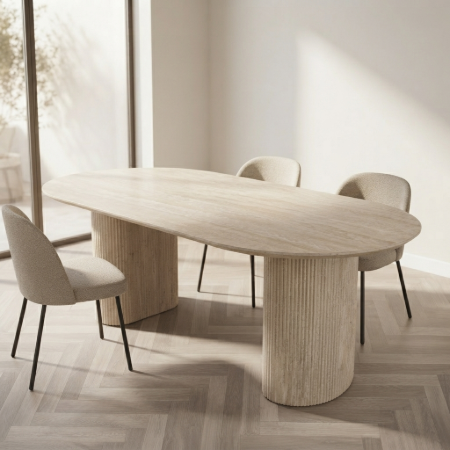 Picture of Oval Laycie Ceramic Dining Table in Travertine look