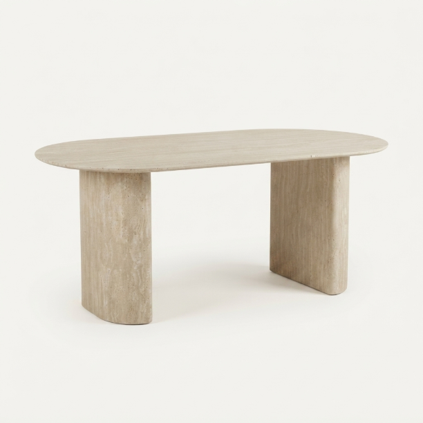 Picture of Oval Laycie Ceramic Dining Table in Travertine look