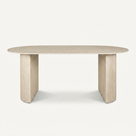 Picture of Oval Laycie Ceramic Dining Table in Travertine look