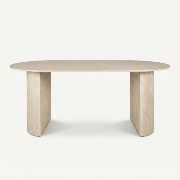Picture of Oval Laycie Ceramic Dining Table in Travertine look