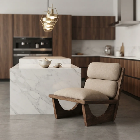 Picture of Armchair Opulent Bouclé and Acacia wood