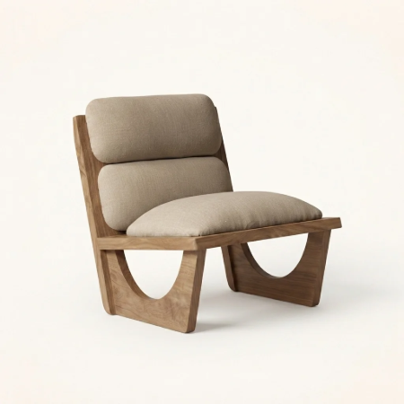 Picture of Armchair Opulent Bouclé and Acacia wood