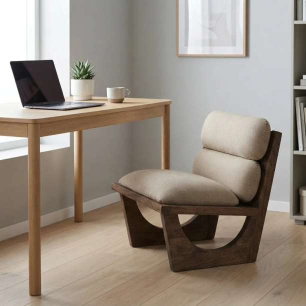 Picture of Armchair Opulent Bouclé and Acacia wood