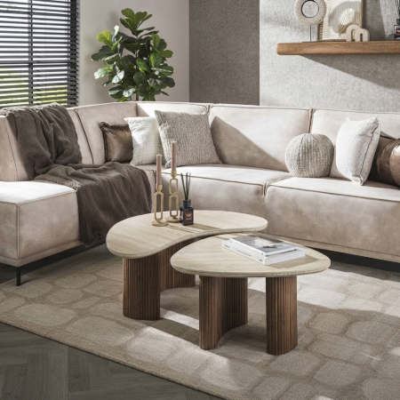 Picture of Organic Laycie Ceramic Coffee Table in Travertine Look