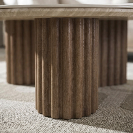 Picture of Organic Laycie Ceramic Coffee Table in Travertine Look