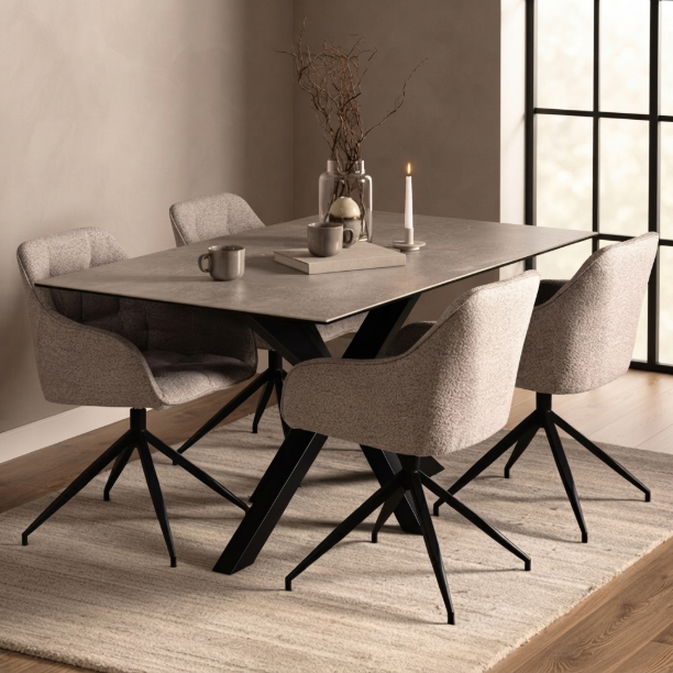 Picture of Dining table Line Ceramic, color Grey
