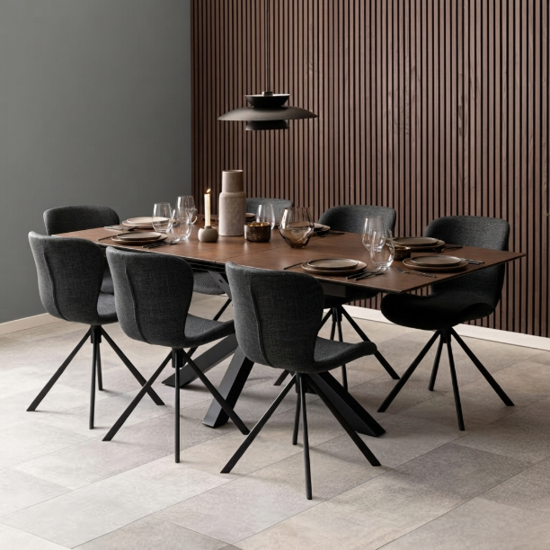 Picture of Extendable Dining Table Line Ceramic, color Brown