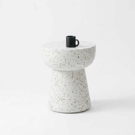 Picture of Round Side Table Pada Terrazzo, 40cm, color White