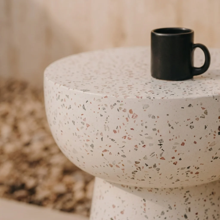 Picture of Round Side Table Pada Terrazzo, 40cm, color White