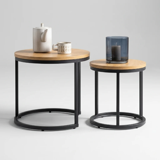 Picture of Flemming Oak Side Table, Set of 2