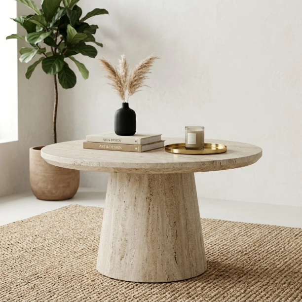 Picture of Round Coffee Table Rachelle Travertine