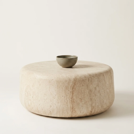 Picture of Round Coffee Table Drasi Travertine Look