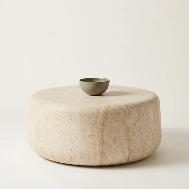 Picture of Round Coffee Table Drasi Travertine Look