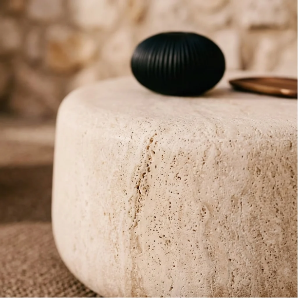 Picture of Round Coffee Table Drasi Travertine Look
