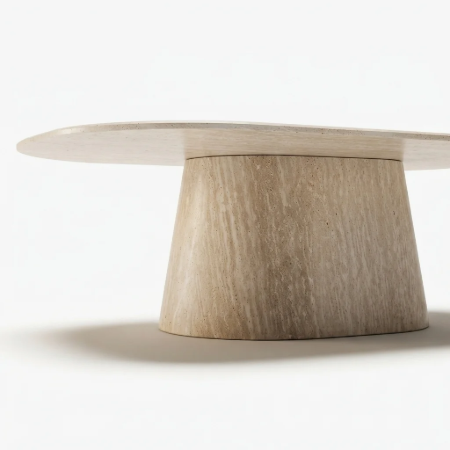 Picture of Danish Oval Coffee Table Indar Ceramic in Travertine Look