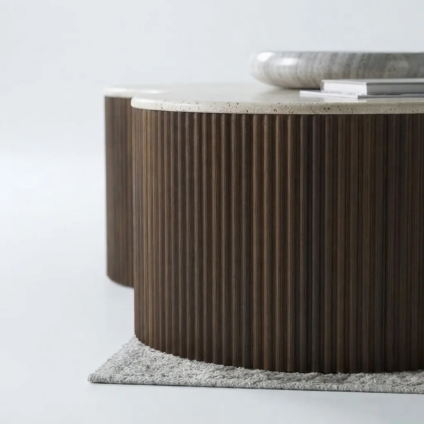 Picture of Organic Coffee Table Dallen Ceramic with travertine look