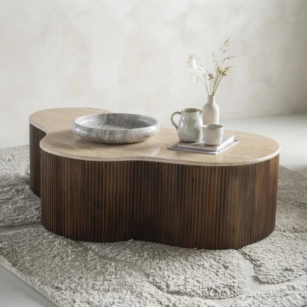 Picture of Organic Coffee Table Dallen Ceramic with travertine look
