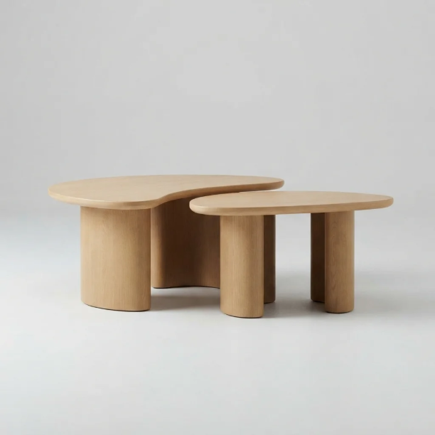 Picture of Mari Organic Coffee Table, Mango Wood and Travertine