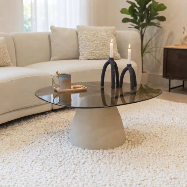 Picture of Organic Coffee Table Jacky Glass and concrete look