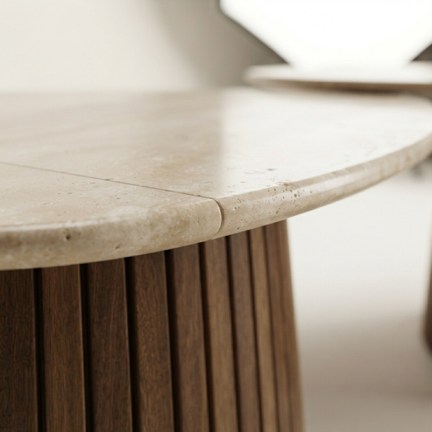 Picture of Organic Coffee Table Laycie Ceramic in Travertine Look